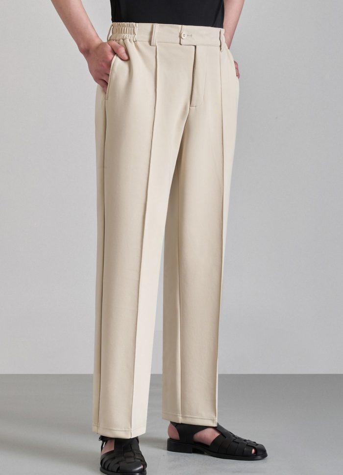 Adam Store Solid Beige Trousers - QSN005