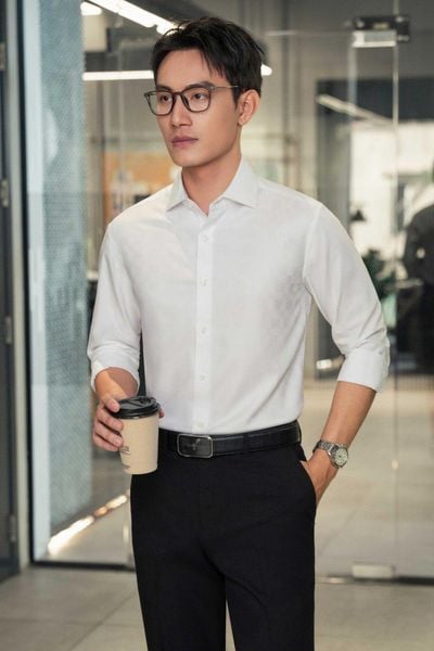 sơ mi trắng phối vest nam 2