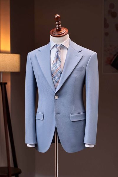 The Tuxedo Blue Checkered Single-Breasted Notch Lapel Blazer